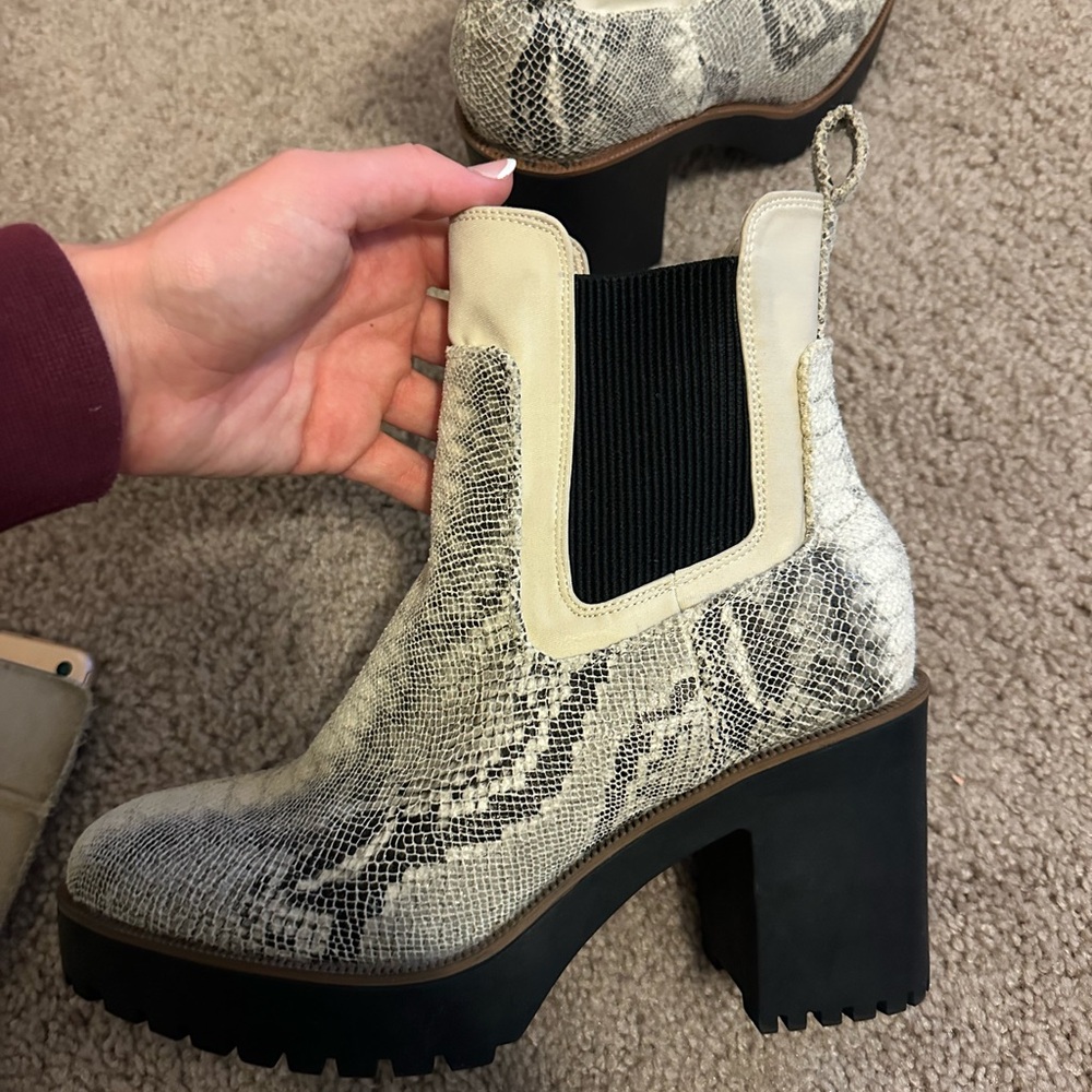 Chinese Laundry snake skin booties